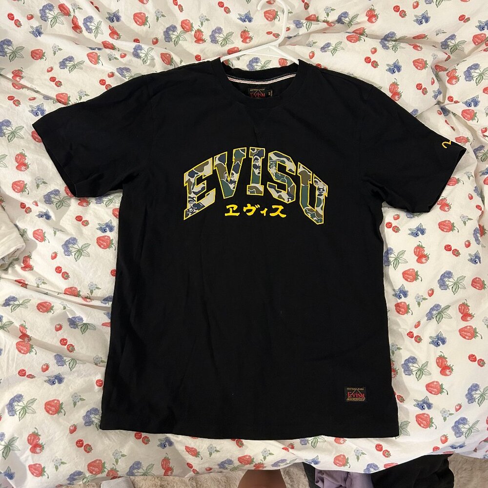 EVISU Black Logo T-shirt, Short Sleeve